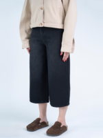 شلوار جین کراپ واید لگ قد 85 مشکی کد 21783 - Image 2