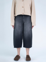 شلوار جین کراپ واید لگ قد 85 مشکی کد 21786 - Image 2