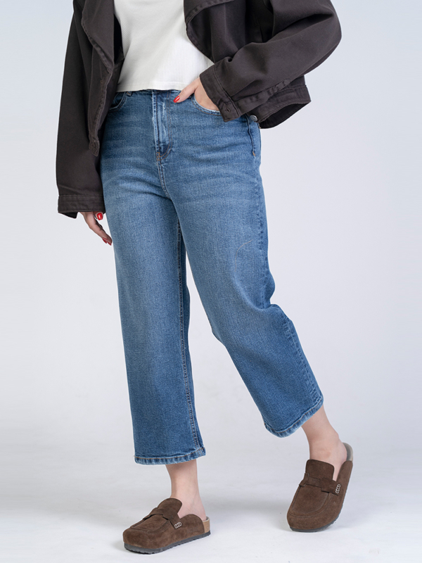 شلوار جین رگولار قد 90 کم کش کد 22143 - Image 2