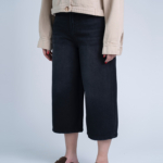 شلوار جین کراپ واید لگ قد 85 مشکی کد 22311