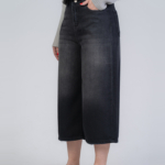 شلوار جین کراپ واید لگ قد 85 مشکی کد 22312