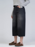 شلوار جین کراپ واید لگ قد 85 مشکی کد 22312