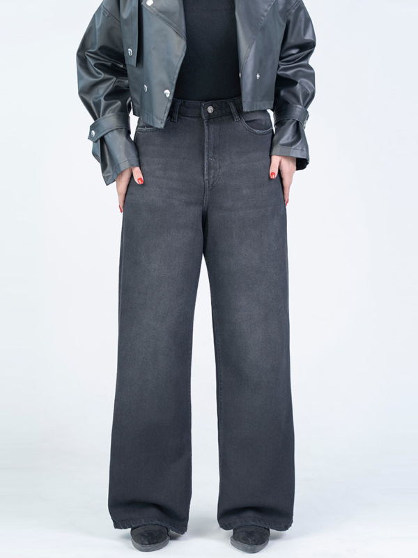 شلوار جین بگ قد 110 مشکی کد 22329 - Image 3