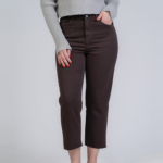 شلوار کتان استریت قد 90 دمپا کات قهوه ای کد 22672