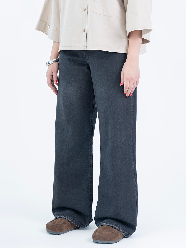 22703 (2) شلوار جین بگ قد 110 مشکی کد 22703 - Image 1