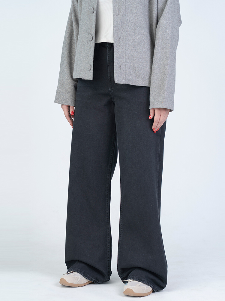 22706 (2) شلوار جین بگ قد 110 مشکی کد 22706 - Image 1