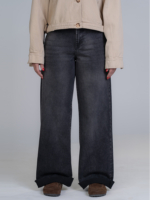 شلوار جین بگ قد 115 دمپا کات مشکی کد 22723 - Image 3