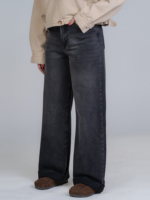 شلوار جین بگ قد 115 دمپا کات مشکی کد 22723