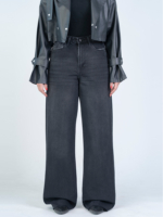 شلوار جین بگ قد 115 دمپا کات مشکی کد 22724 - Image 3