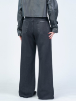 شلوار جین بگ قد 115 دمپا کات مشکی کد 22724 - Image 2