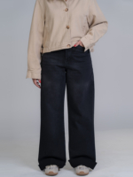 شلوار جین بگ قد 115 دمپا کات مشکی کد 22727 - Image 3