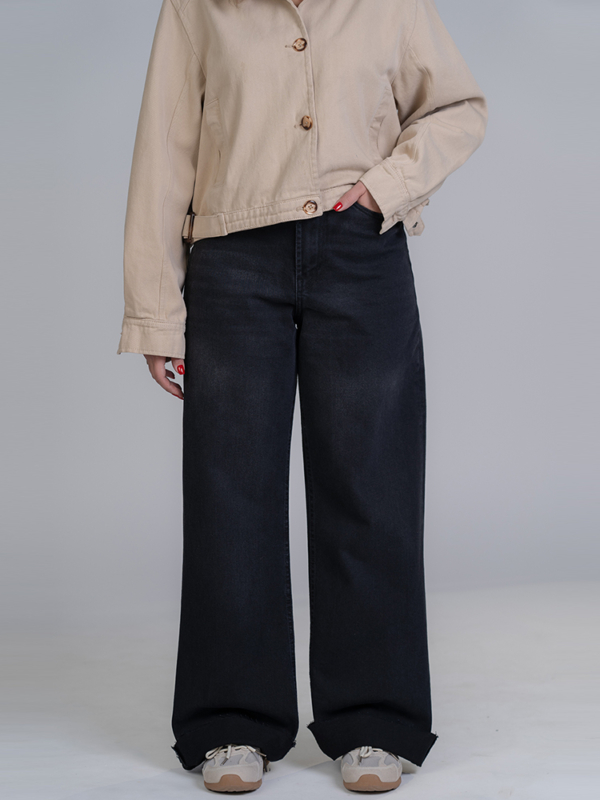 شلوار جین بگ قد 115 دمپا کات مشکی کد 22727 - Image 3