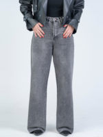 شلوار جین بگ قد 115 دمپا کات مشکی کد 22729 - Image 3