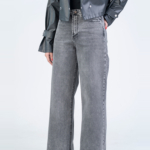 شلوار جین بگ قد 115 دمپا کات مشکی کد 22729