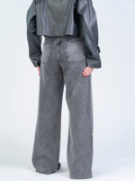 شلوار جین بگ قد 115 دمپا کات مشکی کد 22729 - Image 2