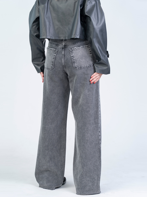 شلوار جین بگ قد 115 دمپا کات مشکی کد 22729 - Image 2