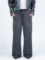 شلوار جین بگ قد 115 دمپا کات مشکی کد 22730 - Image 3