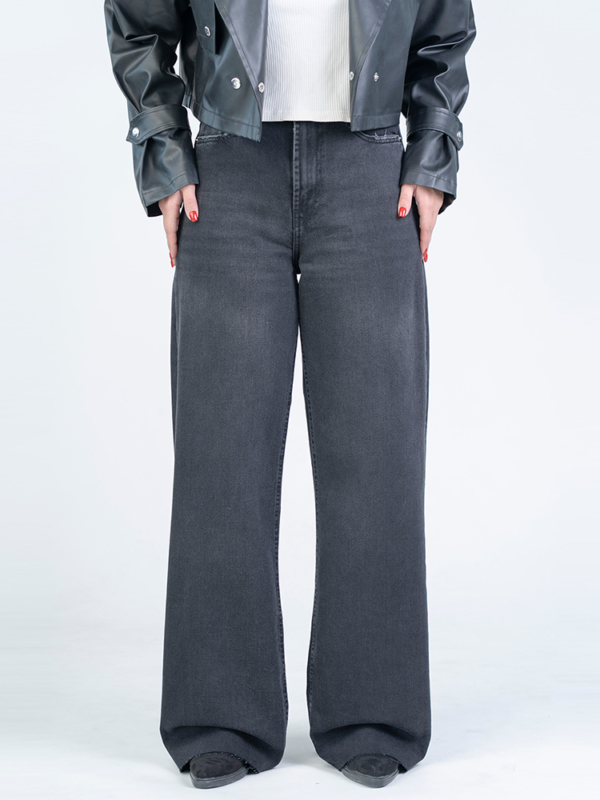 شلوار جین بگ قد 115 دمپا کات مشکی کد 22730 - Image 3