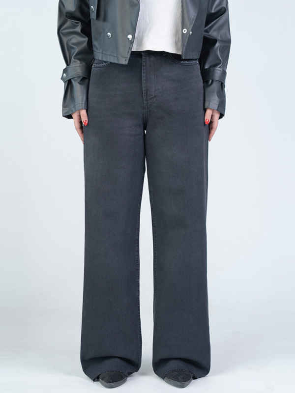 شلوار جین بگ قد 115 دمپا کات مشکی کد 22731 - Image 3