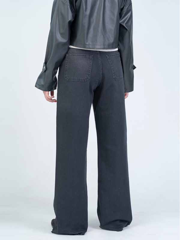 شلوار جین بگ قد 115 دمپا کات مشکی کد 22731 - Image 2