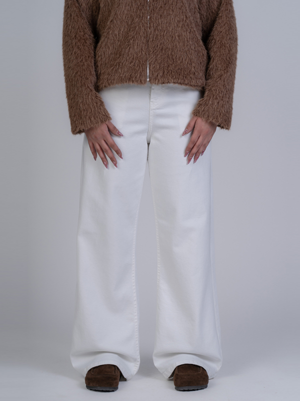 شلوار کتان بگ قد 110 سفید کم کش کد 22739 - Image 3