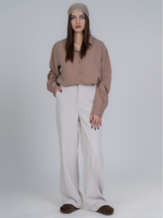 شلوار پارچه ای بگ قد 110 گلکسی کرم روشن کد 23046