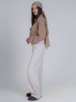 شلوار پارچه ای بگ قد 110 گلکسی کرم روشن کد 23046 - Image 2