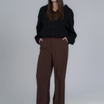 شلوار پارچه ای بگ قد 110 گلگسی قهوه ای تیره کد 23051