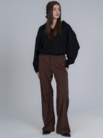 شلوار پارچه ای بگ قد 110 گلگسی قهوه ای تیره کد 23051 - Image 3