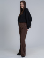 شلوار پارچه ای بگ قد 110 گلگسی قهوه ای تیره کد 23051 - Image 4