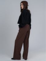 شلوار پارچه ای بگ قد 110 گلگسی قهوه ای تیره کد 23051 - Image 2