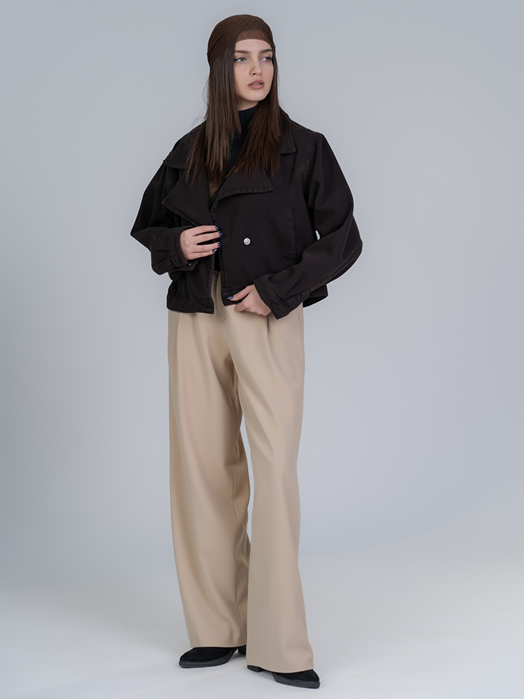 2483 (1) شلوار پارچه ای واید لگ فیلتو قد 110 تیکال کرم کد 2483 - Image 1