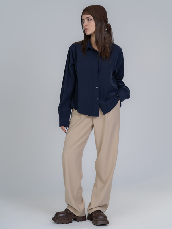 شلوار پارچه ای واید لگ قد 110 تیکال کرم کد 2490 - Image 4