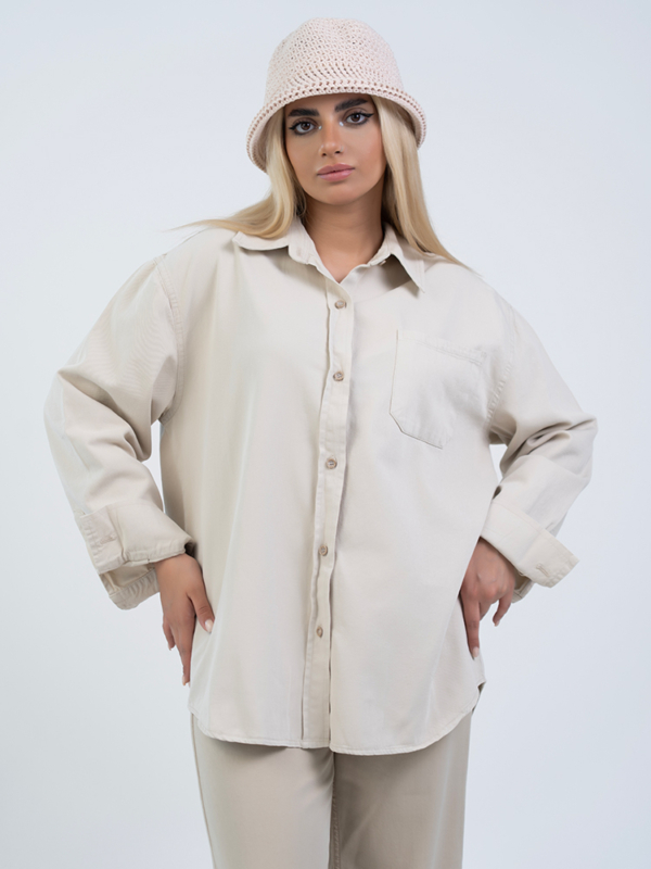 شومیز کتان استخوانی