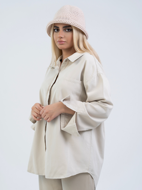 شومیز کتان استخوانی