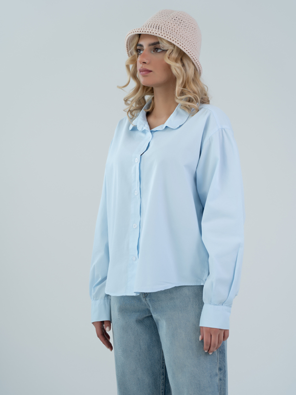 شومیز پارچه ای میلو آبی آسمانی
