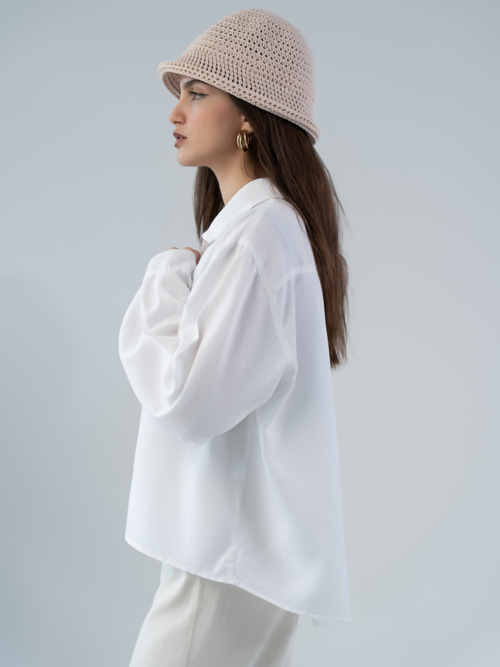 شومیز پارچه ای ماوی سفید