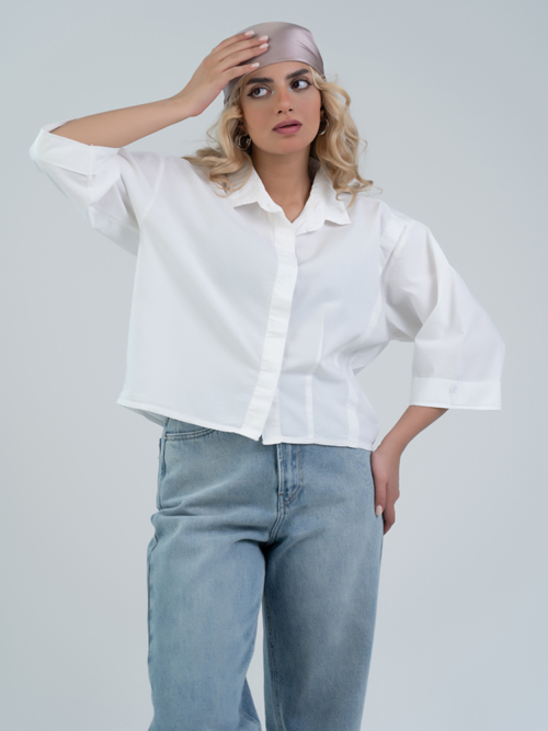 شومیز پارچه ای میویس سفید