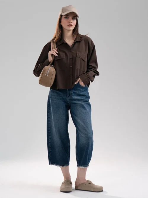 شومیز زنانه پارچه ای ری را قهوه ای