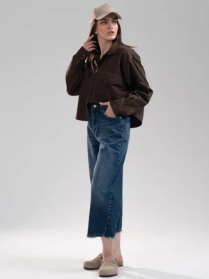 شومیز زنانه پارچه ای ری را قهوه ای