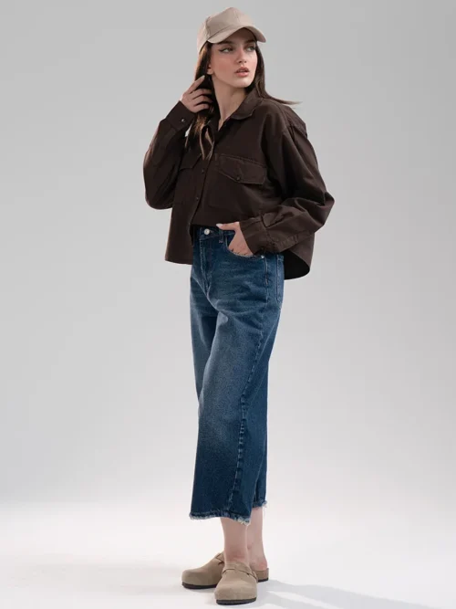 شومیز زنانه پارچه ای ری را قهوه ای