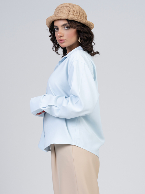 شومیز پارچه ای زنانه اوشن آبی آسمانی کد 23331 - Image 2