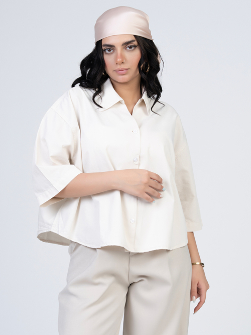 شومیز پارچه ای میرا سفید استخوانی