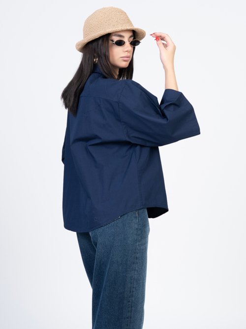 شومیز پارچه ای روناس سرمه ای
