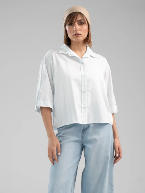شومیز پارچه ای زنانه روبی آبی آسمانی