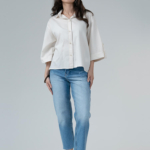 شومیز پارچه ای زنانه روبی سفید استخوانی