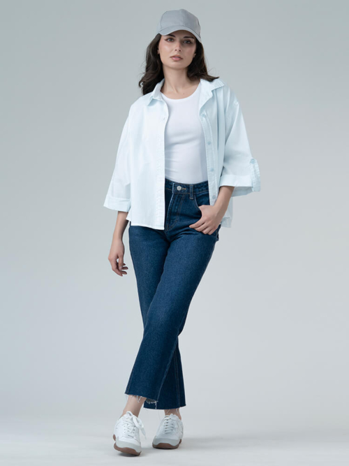 شلوار جین زنانه کراپ فلر قد 90 دمپا کات