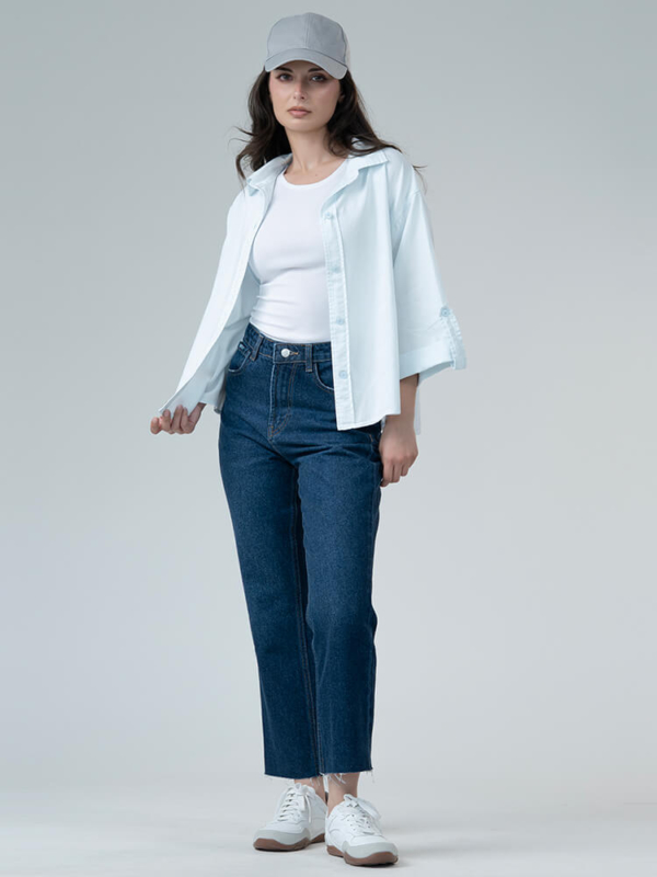 شلوار جین زنانه کراپ فلر قد 90 دمپا کات