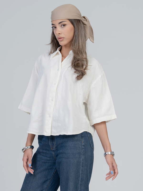 شومیز پارچه ای زنانه میرا سفید