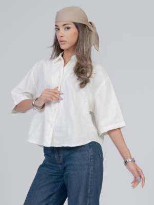 شومیز پارچه ای زنانه میرا سفید